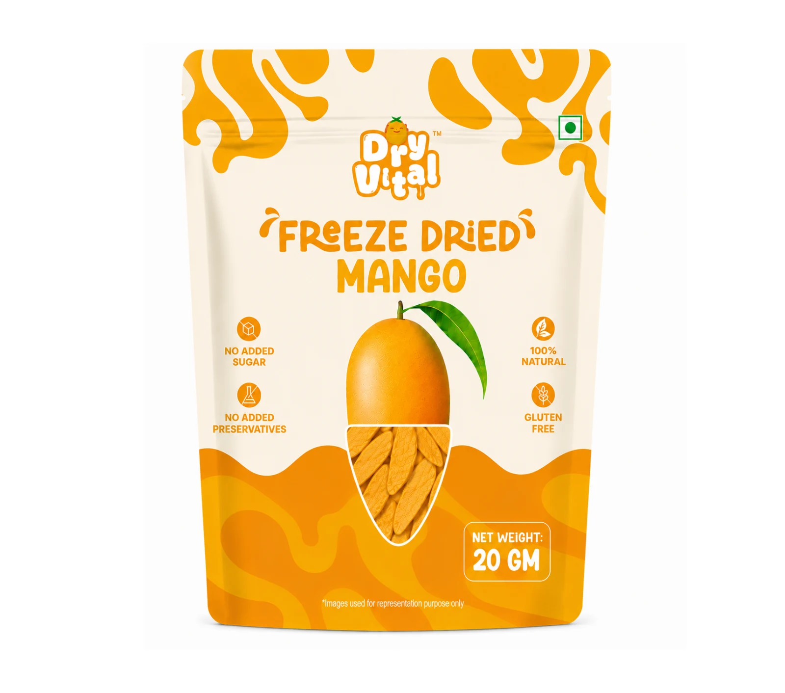 Dryvital freeze-dried mango product pack
